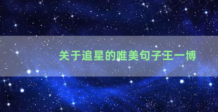 关于追星的唯美句子王一博