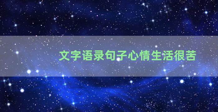 文字语录句子心情生活很苦