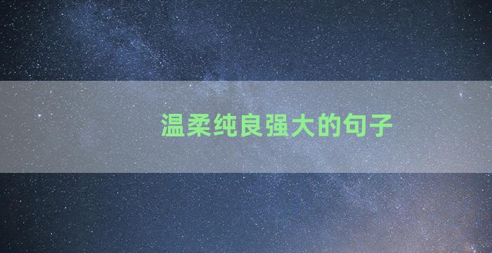 温柔纯良强大的句子