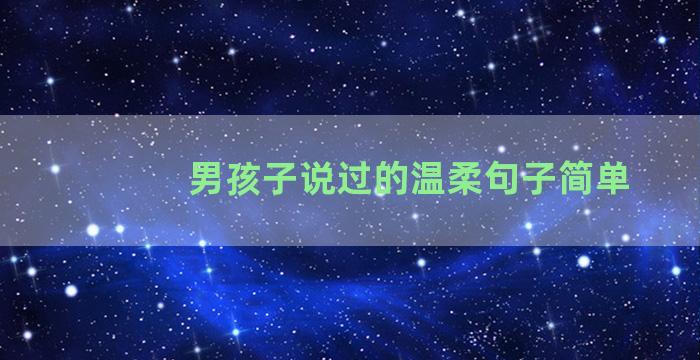 男孩子说过的温柔句子简单