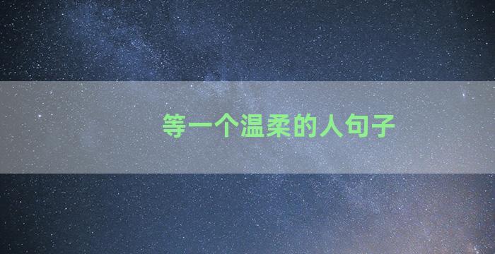 等一个温柔的人句子